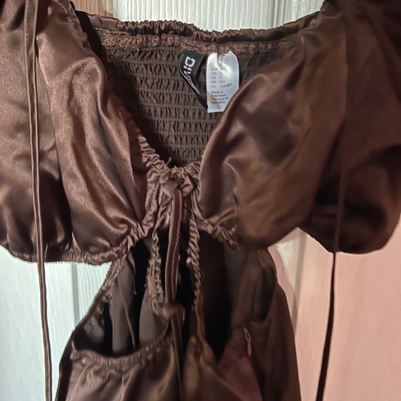 H&M DIVIDED SMALL NWOT SOLD OUT DRESS SIZE S PRETTY STRAPPY BROWN PARTY - Picture 5 of 11